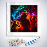 Malen nach Zahlen - Der Strandtanz - hochwertige Leinwand - Abstrakt, Abstrakte Kunst, Menschen, Quadratisch, strand, trendbilder