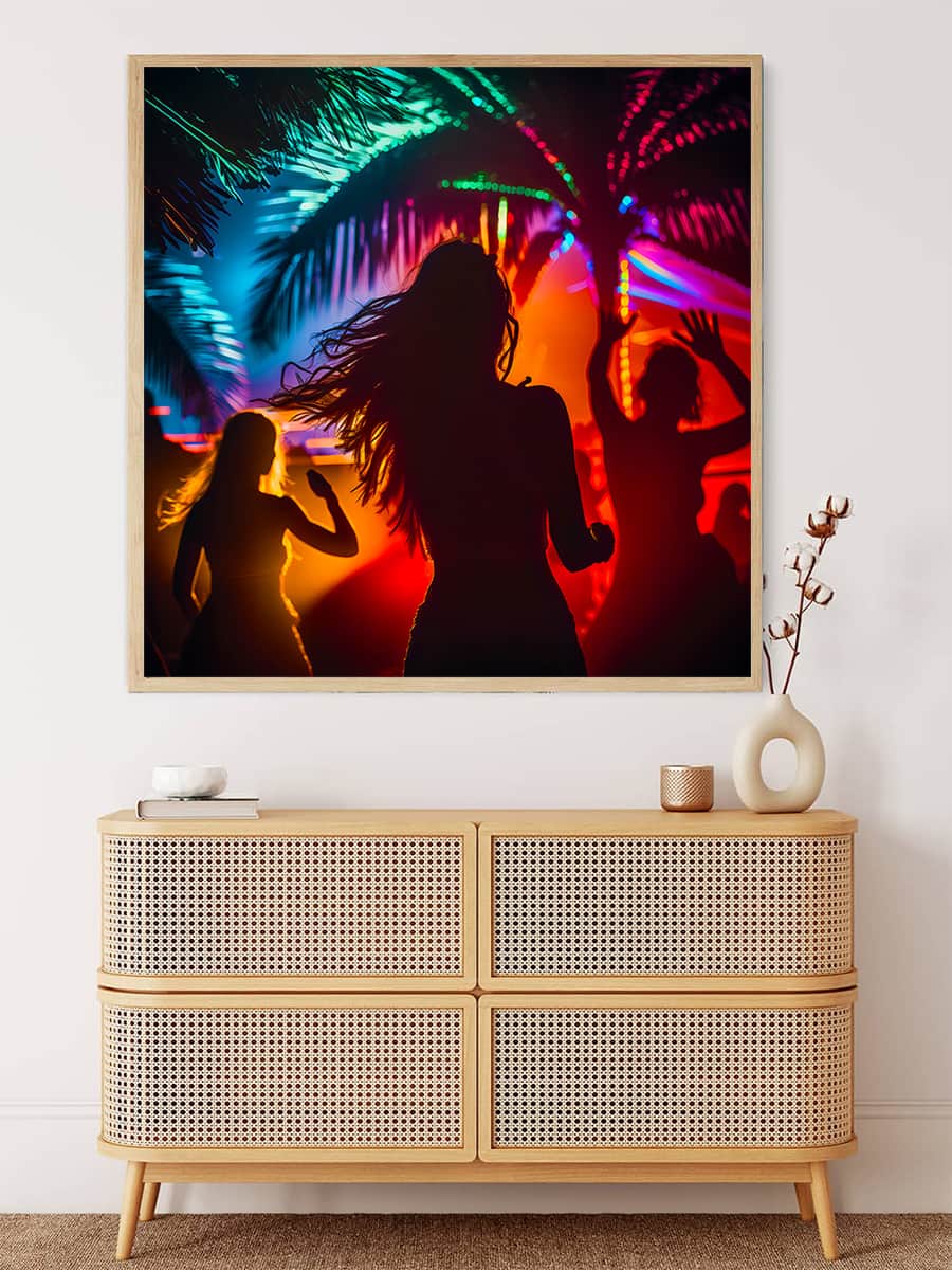 Malen nach Zahlen - Der Strandtanz - hochwertige Leinwand - Abstrakt, Abstrakte Kunst, Menschen, Quadratisch, strand, trendbilder