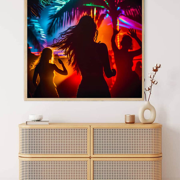 Malen nach Zahlen - Der Strandtanz - hochwertige Leinwand - Abstrakt, Abstrakte Kunst, Menschen, Quadratisch, strand, trendbilder