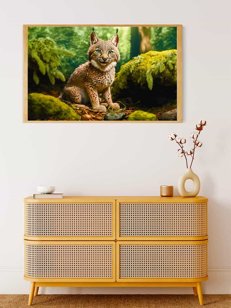Malen nach Zahlen - Luchs kind im Wald - hochwertige Leinwand - Horizontal, Luchs, Tiere
