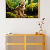 Malen nach Zahlen - Luchs kind im Wald - hochwertige Leinwand - Horizontal, Luchs, Tiere