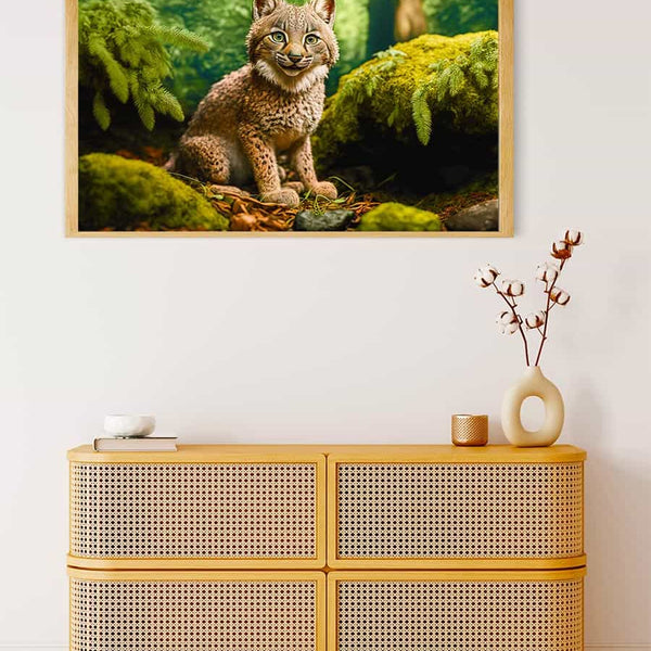 Malen nach Zahlen - Luchs kind im Wald - hochwertige Leinwand - Horizontal, Luchs, Tiere