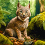 Malen nach Zahlen - Luchs kind im Wald - hochwertige Leinwand - Horizontal, Luchs, Tiere