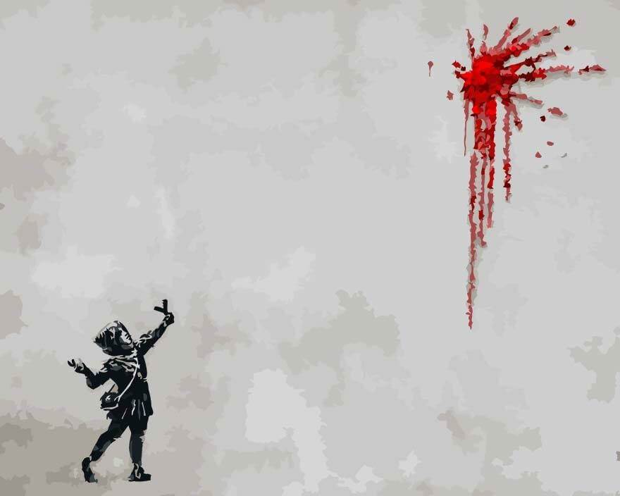 Mädchen mit Kutschi, Banksy - Banksy - hochwertige Leinwand - 3fuer2, Einfach, exclude, horizontal, Streetart