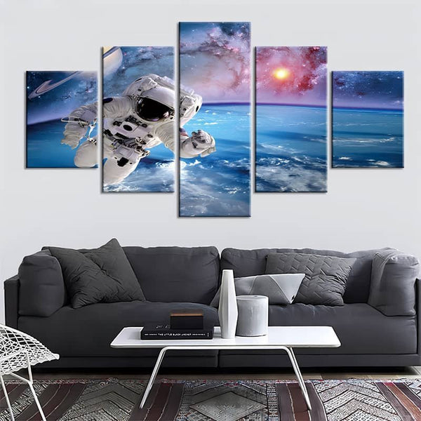 Malen nach Zahlen 5 teilig - Astronaut im Weltall über der Erde - hochwertige Leinwand - multi5, neue_bilder
