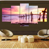 Malen nach Zahlen 5 teilig - Das Meer im Nebel, Sonnenuntergang - hochwertige Leinwand - multi5, neue_bilder