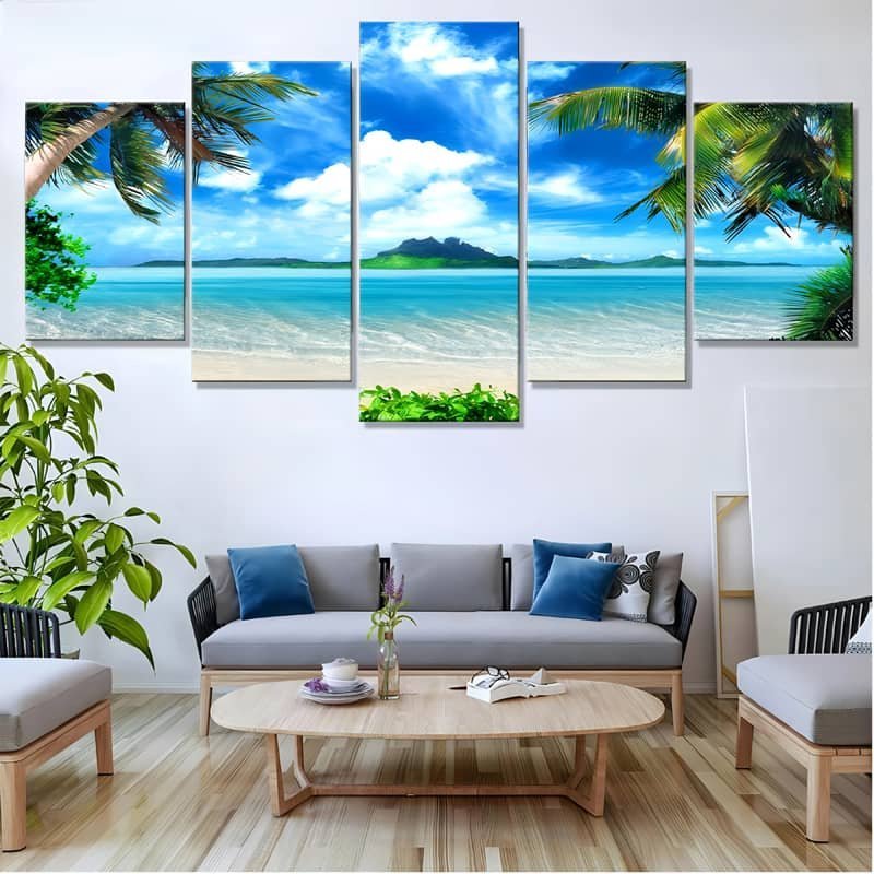 Malen nach Zahlen 5 teilig - Karibiktraum, Insel im Meer - hochwertige Leinwand - multi5, neue_bilder