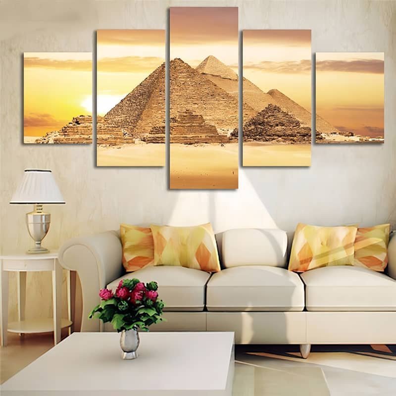 Malen nach Zahlen 5 teilig - Pyramiden in der Sonne, in Gelb - hochwertige Leinwand - multi5, neue_bilder