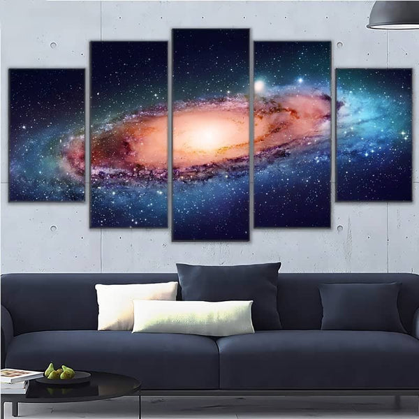 Malen nach Zahlen 5 teilig - Weltall, Leuchtende Galaxy - hochwertige Leinwand - multi5, neue_bilder