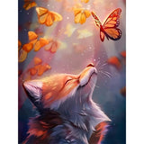 Malen nach Zahlen - Fuchs und Schmetterling - hochwertige Leinwand - fuchs, neue_bilder, schmetterlinge, tiere, vertikal