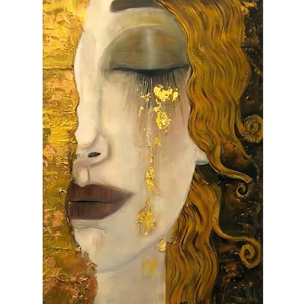 Malen nach Zahlen - Goldene Tränen - hochwertige Leinwand - abstrakt, menschen, neue_bilder, vertikal