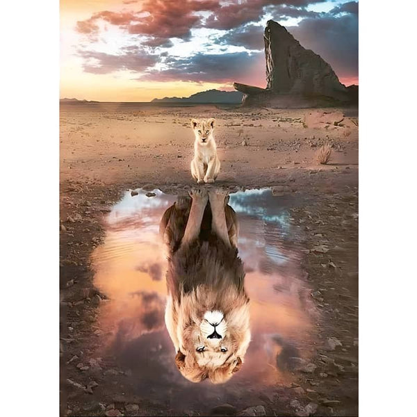 Malen nach Zahlen - Kleiner Löwe, Spiegelbild - hochwertige Leinwand - löwe, neue_bilder, tiere, vertikal