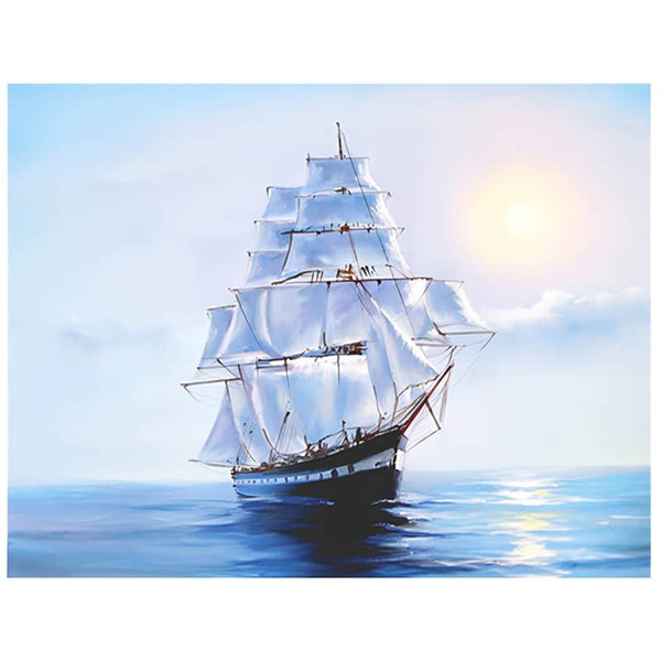 Malen nach Zahlen - Segelschiff, Sonne - hochwertige Leinwand - meer, neue_bilder, schiffe