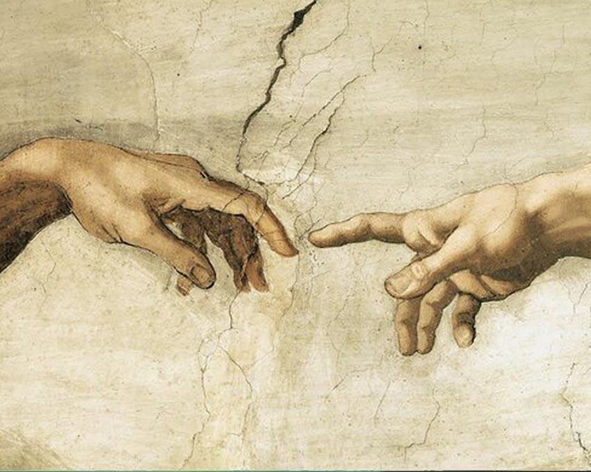 Michelangelo, Die Erschaffung Adams - Klassiker - hochwertige Leinwand - 3fuer2, exclude, Horizontal, Klassische Kunst, Mittel