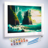 Malen nach Zahlen - Felsenburg - hochwertige Leinwand - Fantasy, Horizontal