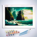 Malen nach Zahlen - Felsenburg - hochwertige Leinwand - Fantasy, Horizontal