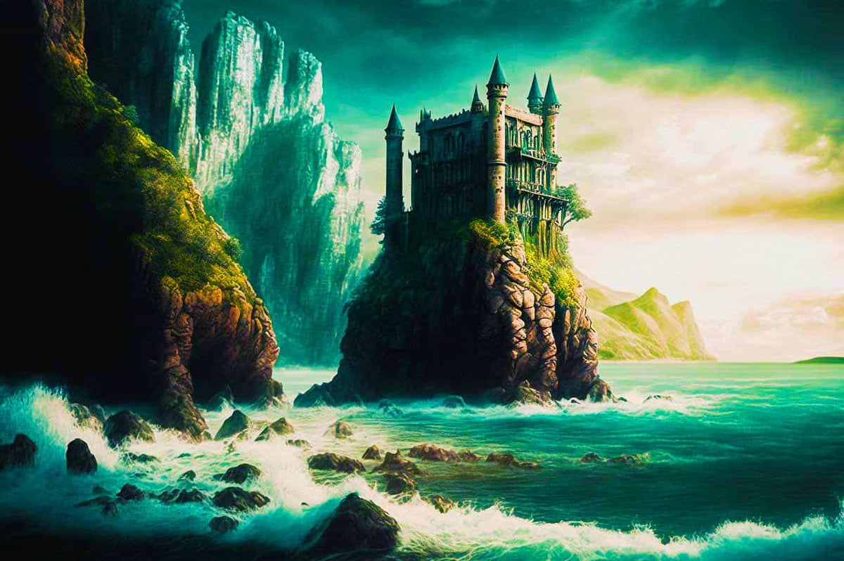 Malen nach Zahlen - Felsenburg - hochwertige Leinwand - Fantasy, Horizontal