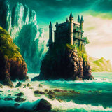 Malen nach Zahlen - Felsenburg - hochwertige Leinwand - Fantasy, Horizontal