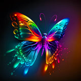 Colorful rainbow butterfly diamond painting kit, perfect for paint by numbers enthusiasts.
