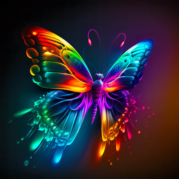 Colorful rainbow butterfly diamond painting kit, perfect for paint by numbers enthusiasts.