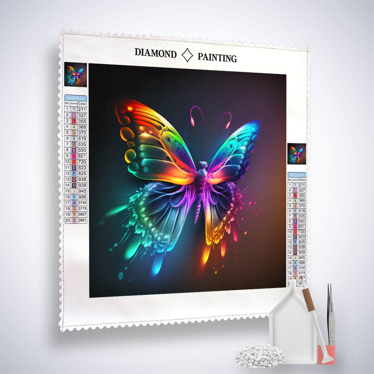 Diamond Painting Rainbow Butterfly Kit with Paint by Numbers Canvas and Tools