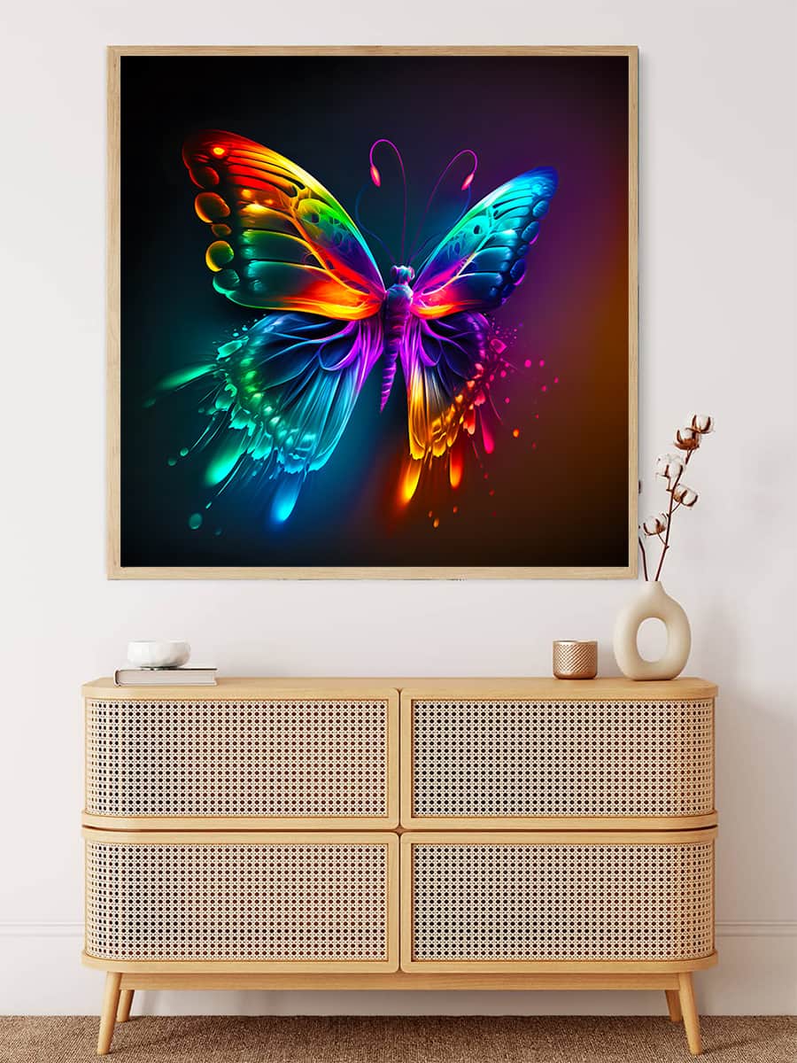 Malen nach Zahlen - Regenbogenschmetterling - hochwertige Leinwand - Quadratisch, schmetterling, schmetterlinge, Tiere, trendbilder