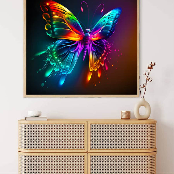 Malen nach Zahlen - Regenbogenschmetterling - hochwertige Leinwand - Quadratisch, schmetterling, schmetterlinge, Tiere, trendbilder