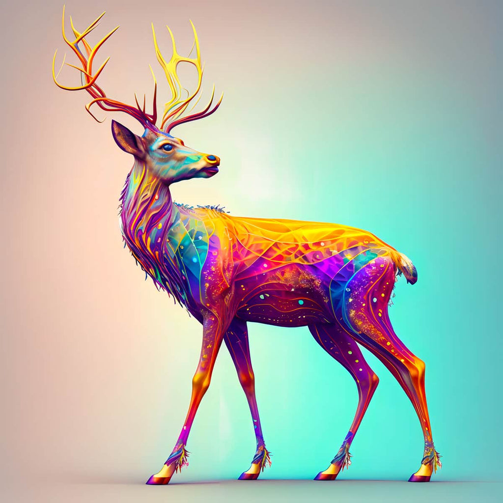 Diamond painting kit featuring a neon deer design for paint by numbers enthusiasts