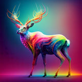Diamond Painting - Rainbow Deer on Professional Canvas with Enhanced Acrylic Diamonds. Ideal Paint by Numbers Art Kit.