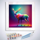 Malen nach Zahlen - Regenbogenhirsch - hochwertige Leinwand - hirsch, Quadratisch, Tiere, trendbilder