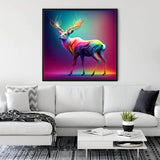 Diamond Painting - Rainbow Deer displayed in modern living room decor