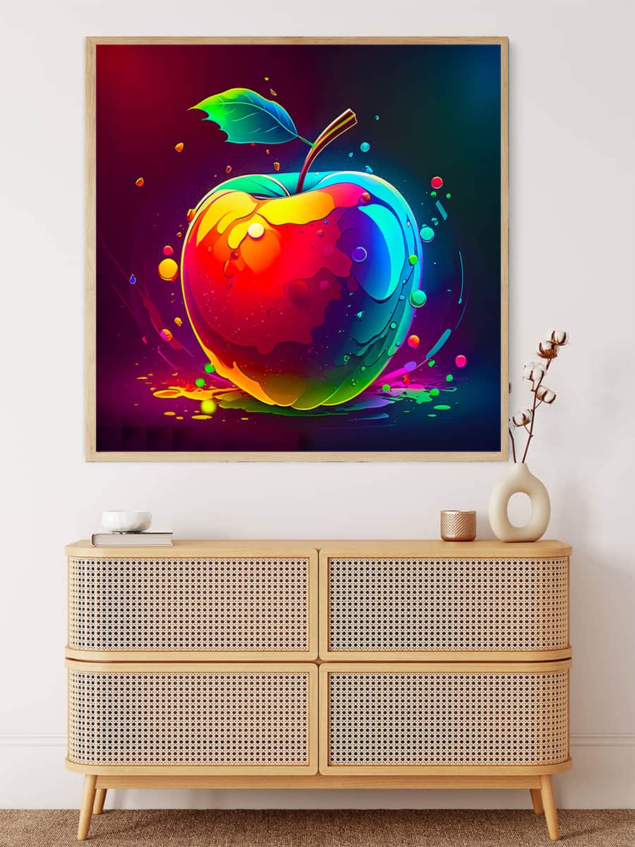 Malen nach Zahlen - Apfel, Splash - hochwertige Leinwand - Abstrakt, Abstrakte Kunst, obst, Quadratisch, trendbilder
