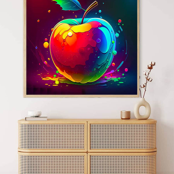 Malen nach Zahlen - Apfel, Splash - hochwertige Leinwand - Abstrakt, Abstrakte Kunst, obst, Quadratisch, trendbilder