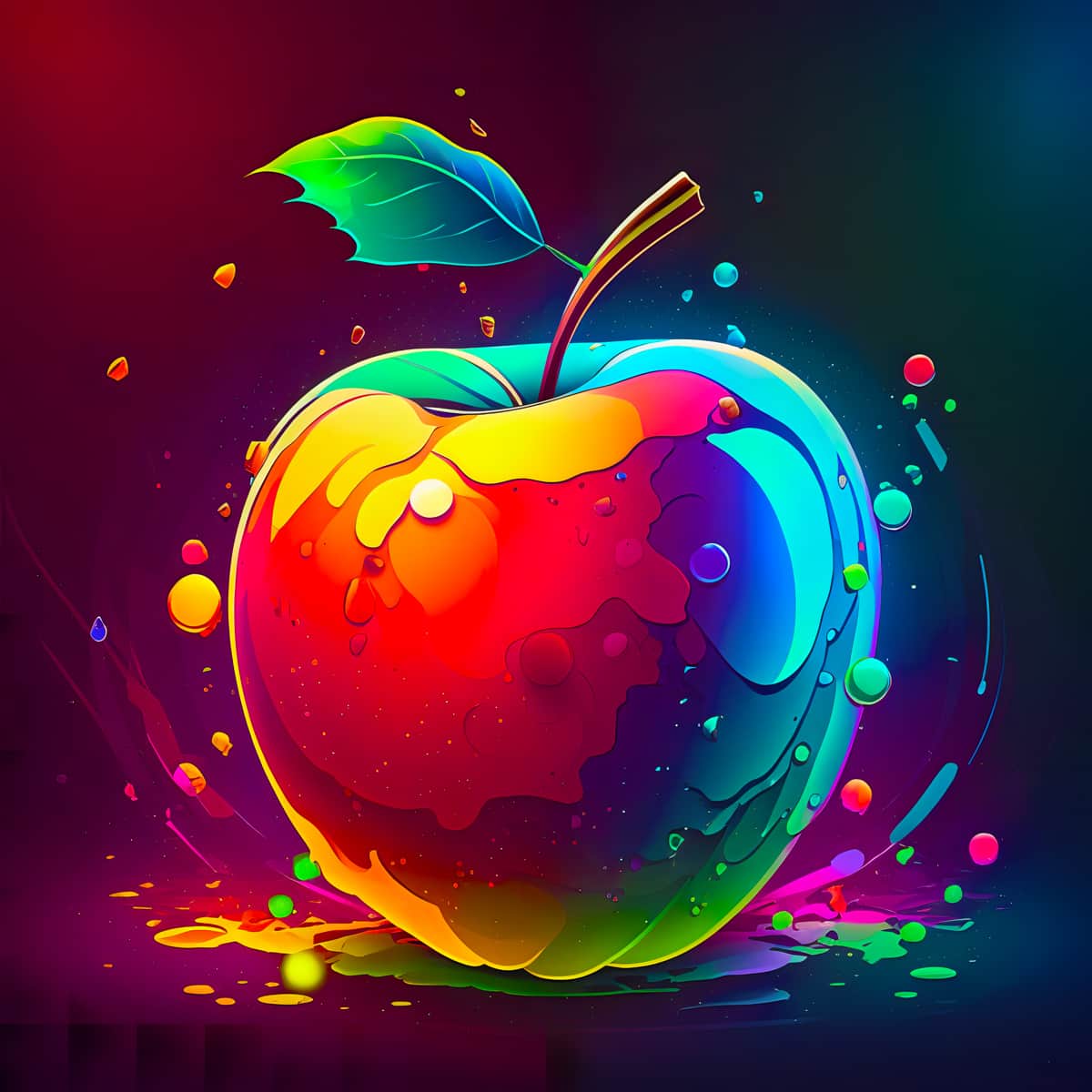 Diamond Painting of a colorful apple splash design, perfect for paint by numbers art.