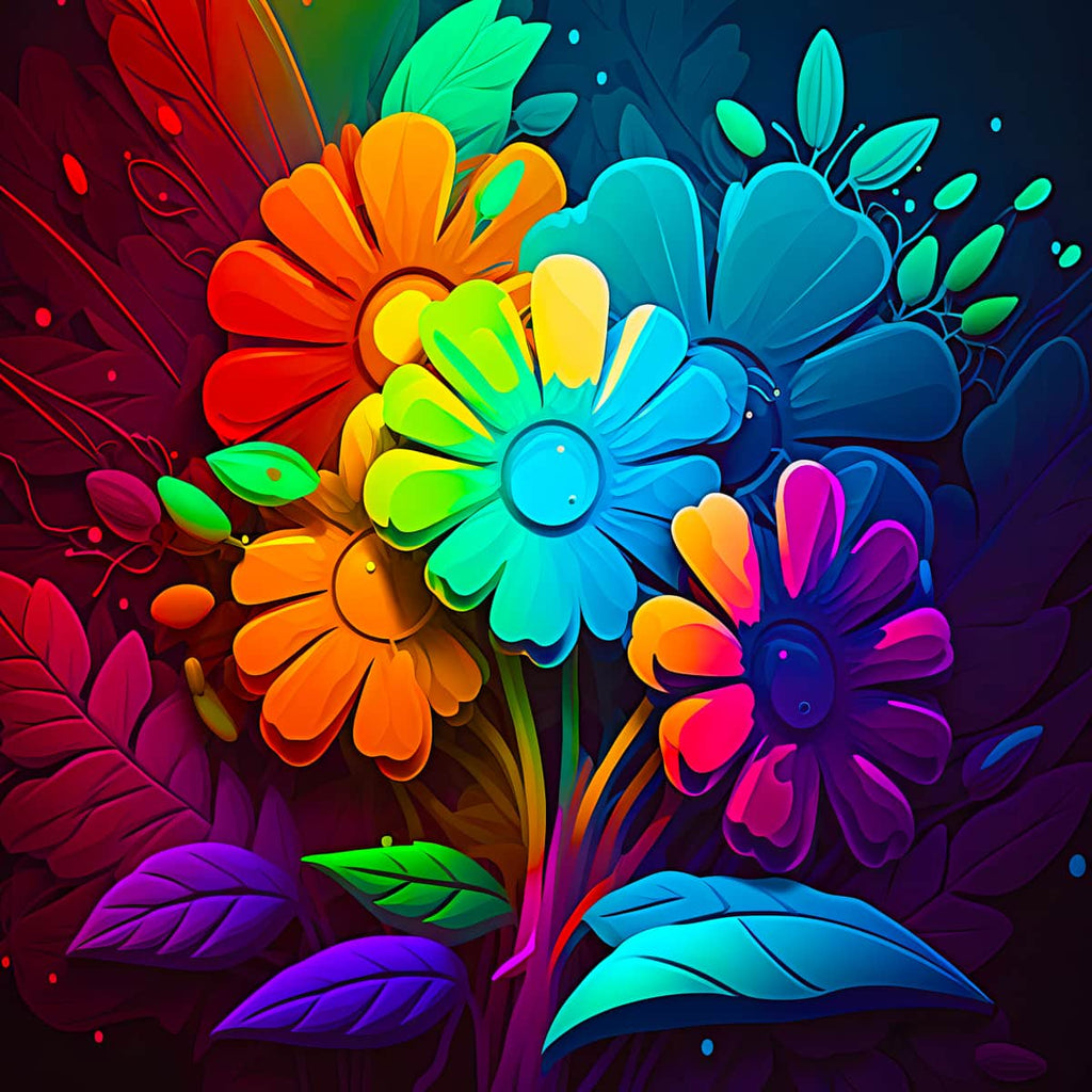 Colorful flowers diamond painting kit with enhanced acrylic diamonds for a vibrant paint by numbers experience