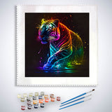 Malen nach Zahlen - Neon Tiger - hochwertige Leinwand - Quadratisch, Tiere, tiger, trendbilder