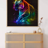 Malen nach Zahlen - Neon Tiger - hochwertige Leinwand - Quadratisch, Tiere, tiger, trendbilder