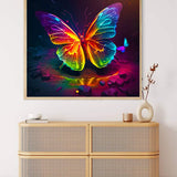 Malen nach Zahlen - Neon Schmetterling - hochwertige Leinwand - Quadratisch, schmetterling, schmetterlinge, Tiere, trendbilder