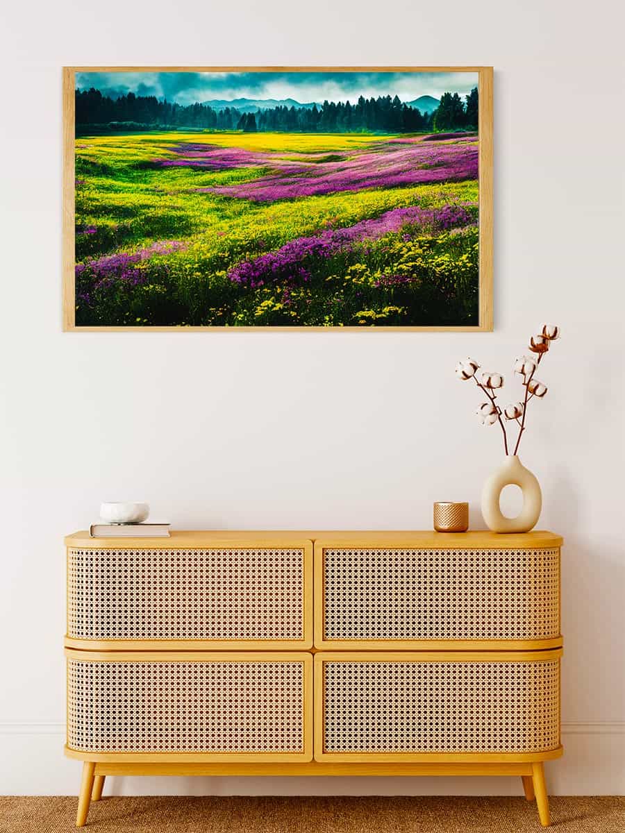 Malen nach Zahlen - Lila Blumenfelder - hochwertige Leinwand - Horizontal, Landschaft