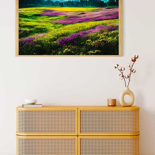 Malen nach Zahlen - Lila Blumenfelder - hochwertige Leinwand - Horizontal, Landschaft