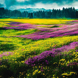 Malen nach Zahlen - Lila Blumenfelder - hochwertige Leinwand - Horizontal, Landschaft