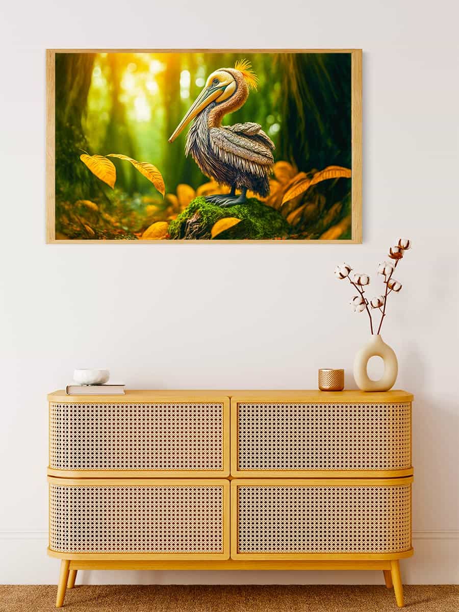 Malen nach Zahlen - Pelikan im Wald - hochwertige Leinwand - Horizontal, Pelikan, Tiere, Vögel