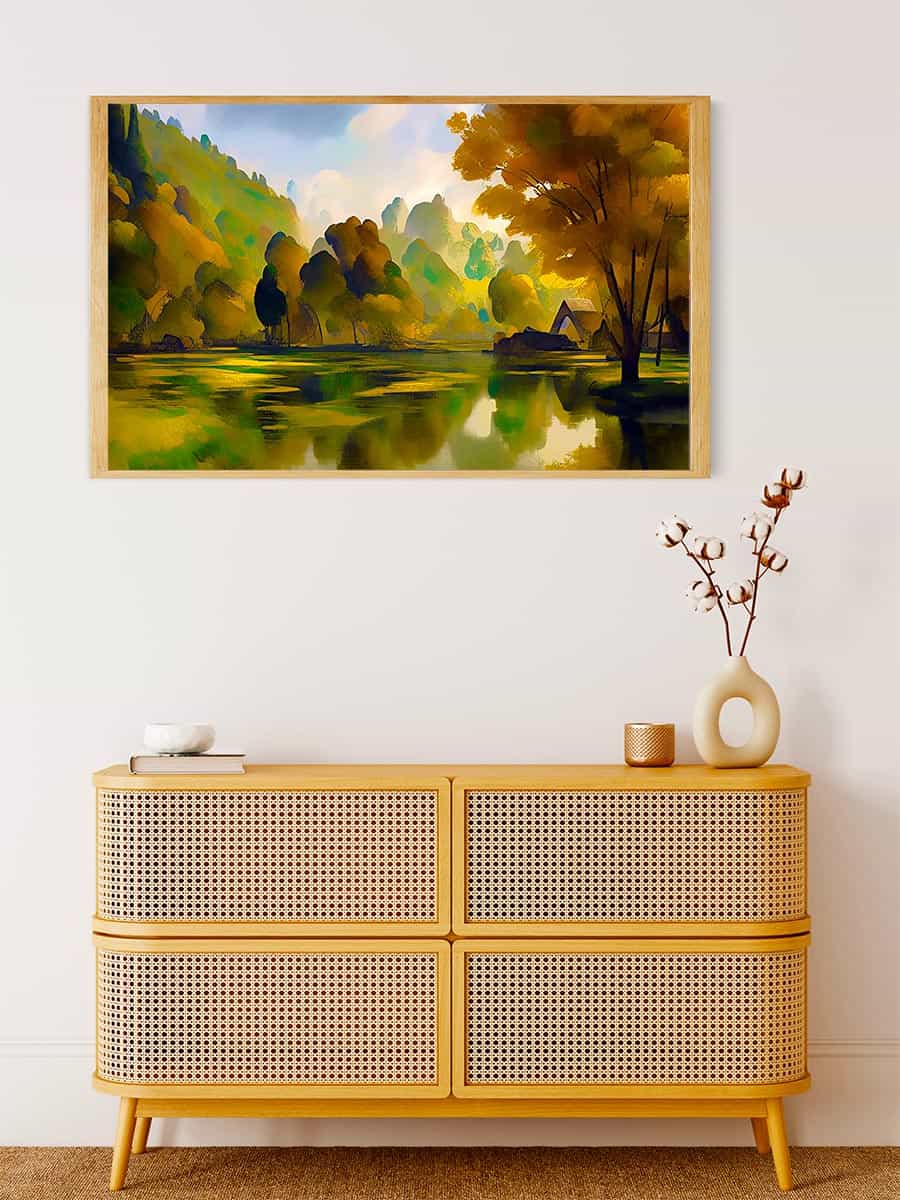 Malen nach Zahlen - Waldsee, Abstrakt - hochwertige Leinwand - Horizontal, Landschaft