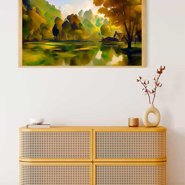 Malen nach Zahlen - Waldsee, Abstrakt - hochwertige Leinwand - Horizontal, Landschaft