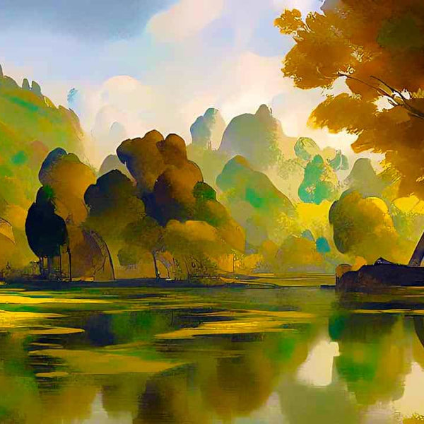 Malen nach Zahlen - Waldsee, Abstrakt - hochwertige Leinwand - Horizontal, Landschaft