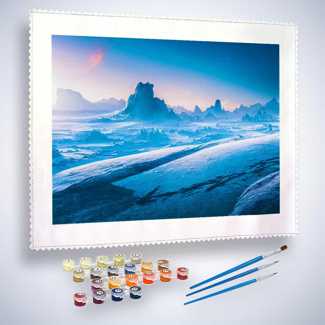 Malen nach Zahlen - Eiswüste - hochwertige Leinwand - Horizontal, Landschaft, Winter