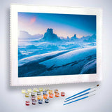 Malen nach Zahlen - Eiswüste - hochwertige Leinwand - Horizontal, Landschaft, Winter