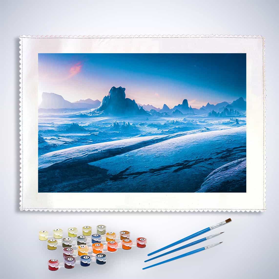 Malen nach Zahlen - Eiswüste - hochwertige Leinwand - Horizontal, Landschaft, Winter