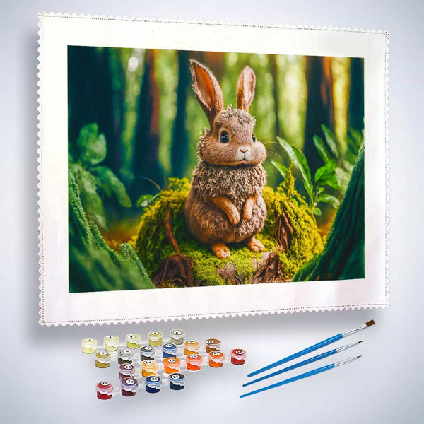 Malen nach Zahlen - Häschen im Wald - hochwertige Leinwand - Hase, Horizontal, Tiere