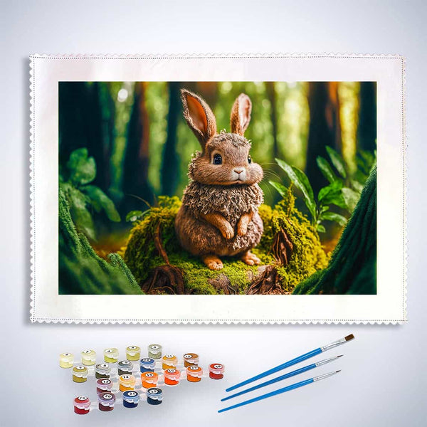 Malen nach Zahlen - Häschen im Wald - hochwertige Leinwand - Hase, Horizontal, Tiere